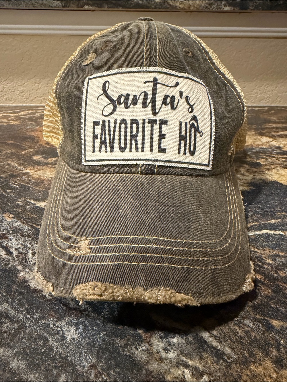 Santa's Favorite Ho Gray Holiday Trucker Hat
